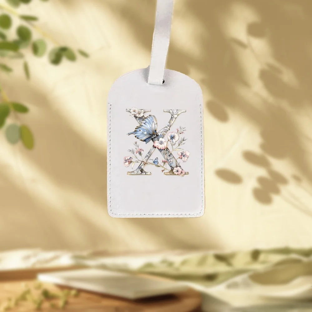 Custom White Luggage Tags Suitable for Suitcase, Clothing & Jewelry - Name/Logo/Text, 26 Floral Letter & Alphabet Tags