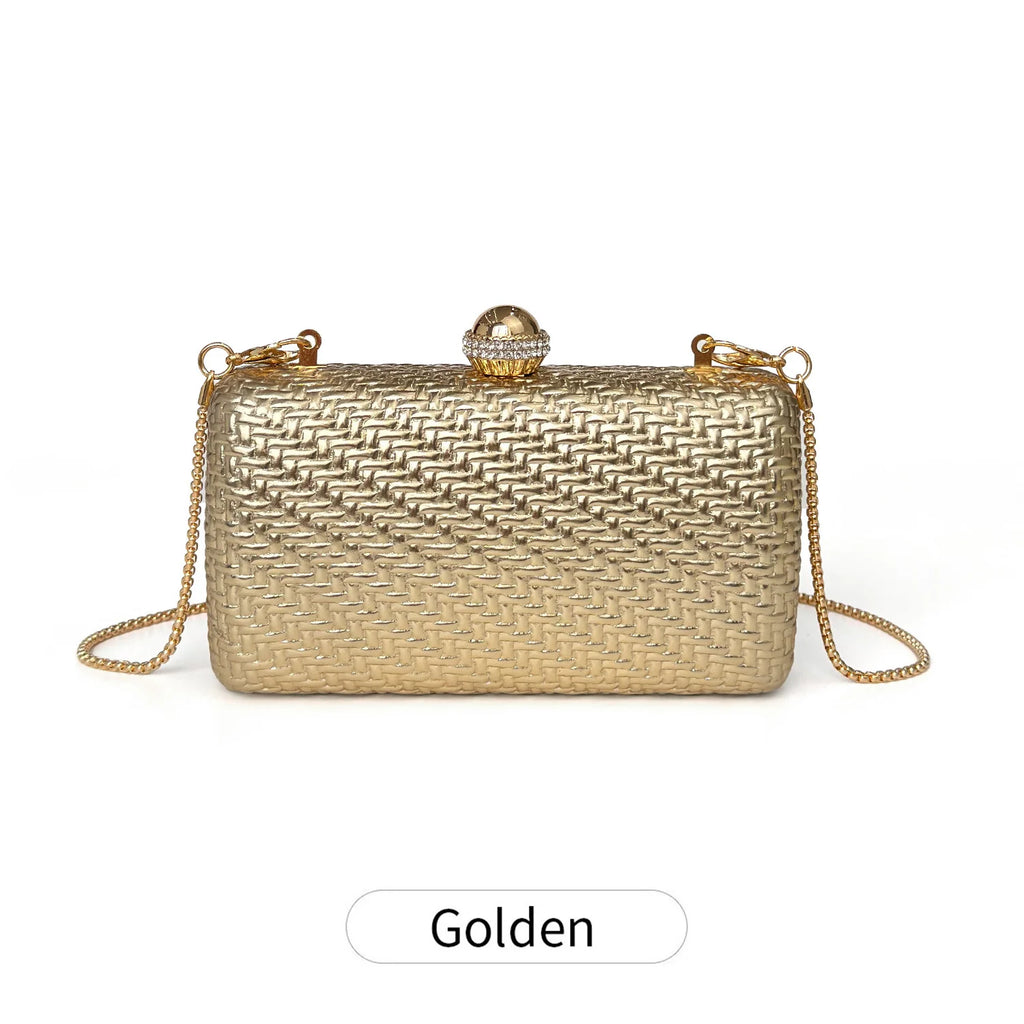 Luxury and stylish women's evening bag sparkling diamond solid color shoulder bag suitable for business banquets and weddings