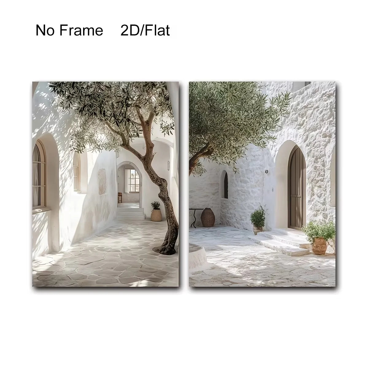 2pcs Modern Mediterranean Olive Trees Canvas Wall Art, Frameless Landscape Canvas Posters for Bedroom and Living Room Wall Decor