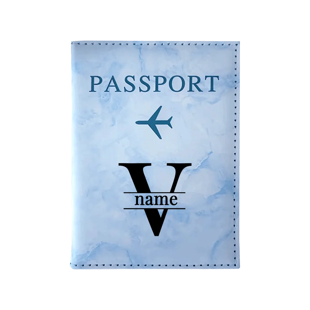 Customize Name Passport Cover Travel Wedding Passport Holder Organizer Personalized Black Initial Letter Printing Passport