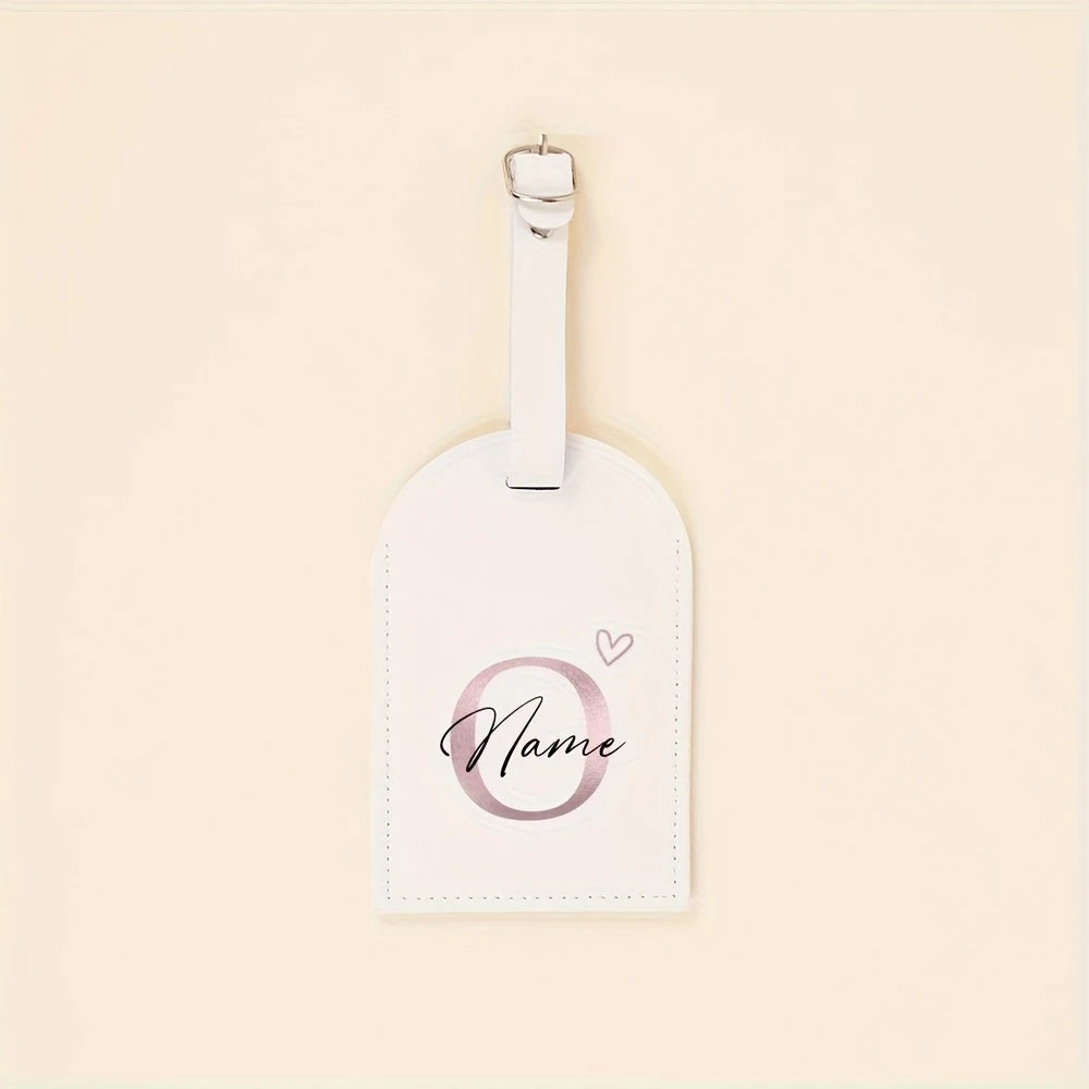 Custom Name Tag - Elegant Font Engraving Name/Initials, PU Material - Wedding,Birthday, Travel Gift - Customizable Letter (A-Z)