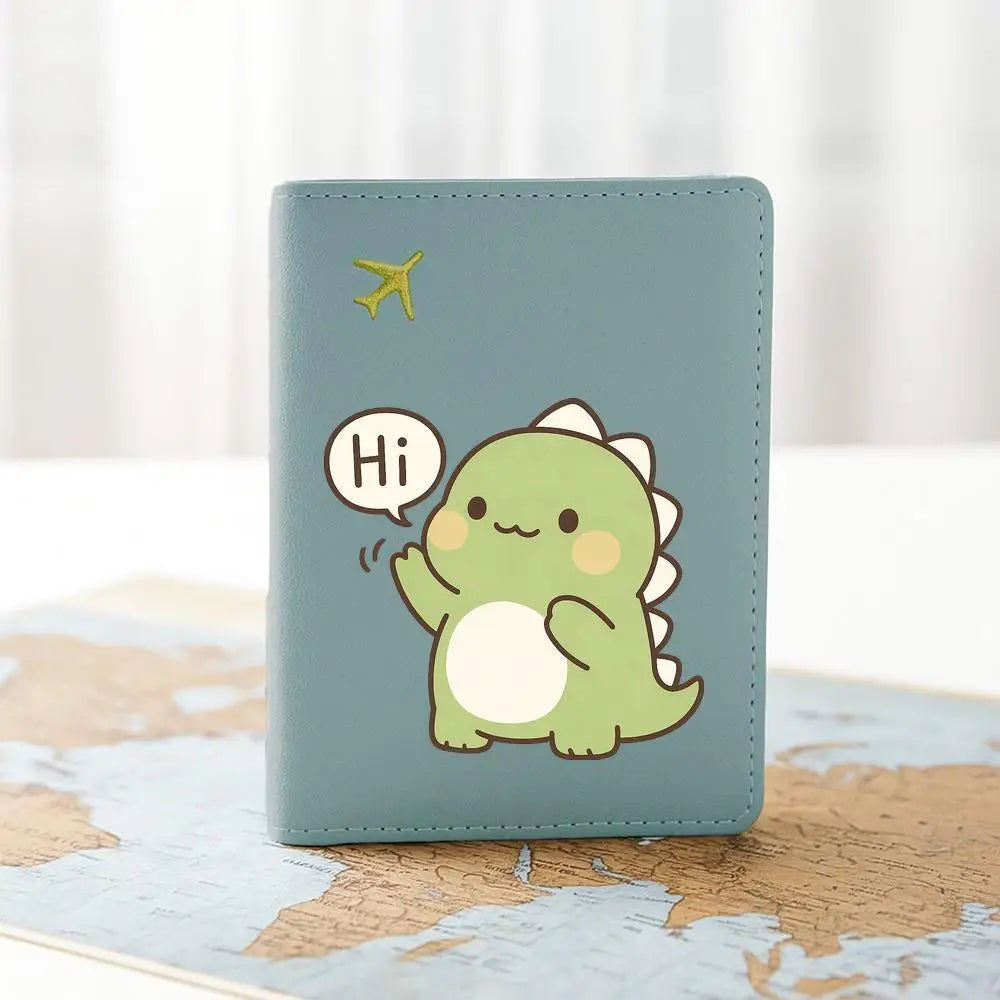 Cute Dinosaur Print Passport Holder Stylish Travel Wallet Lovely Birthday Anniversary Gift for Women