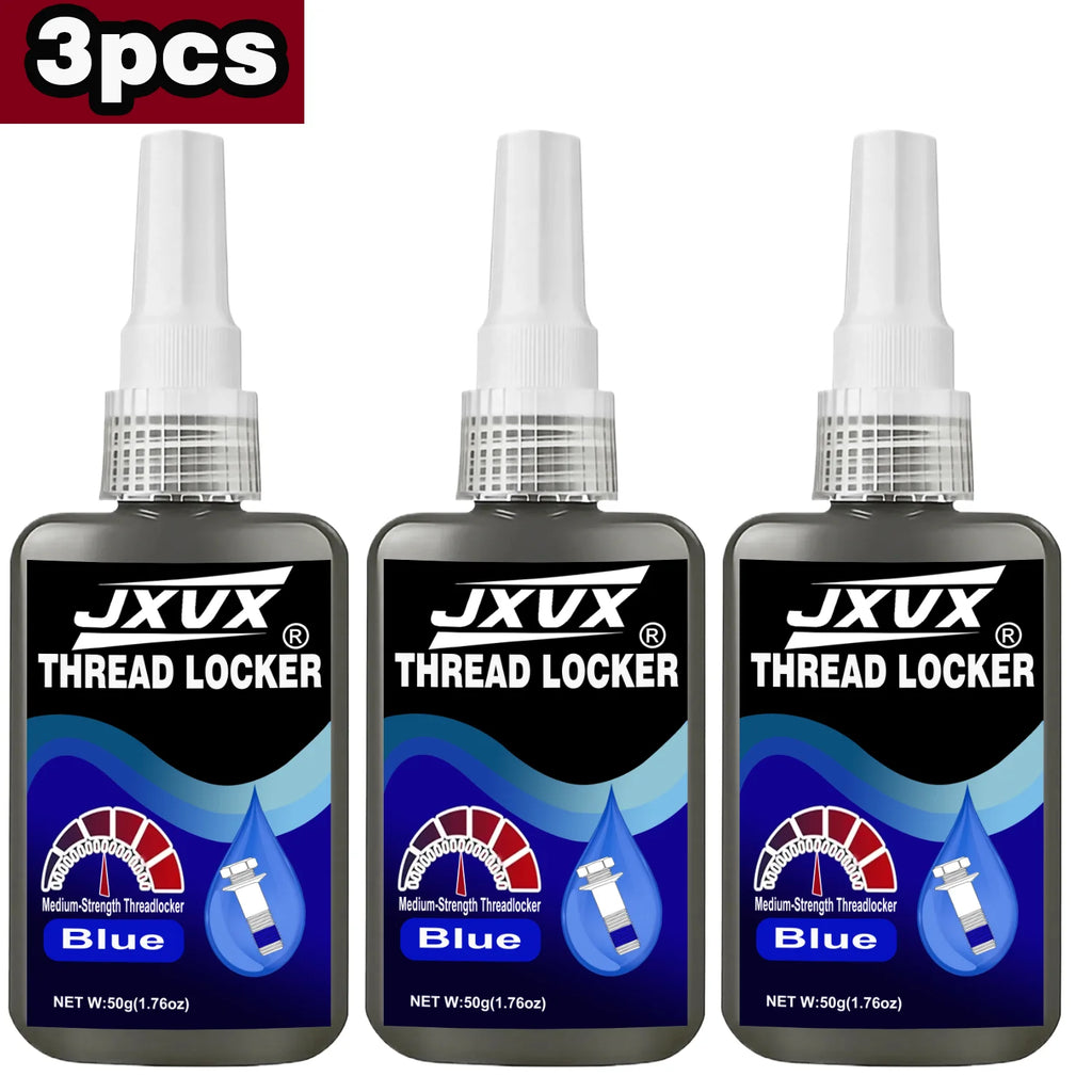 Blue/Red Medium to High Strength Threadlocker Quick-Drying Screw Locking Agent 50ml Anaerobic 243/271 Thread Locking Liquid Strong Anti-Slip Thread Fixing Adhesive Impact-Resistant, Anti-Loosening,  Rust-Proof.