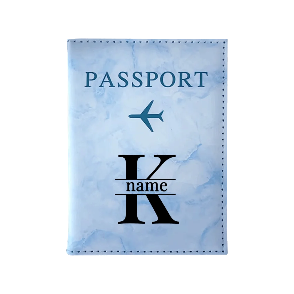 Customize Name Passport Cover Travel Wedding Passport Holder Organizer Personalized Black Initial Letter Printing Passport