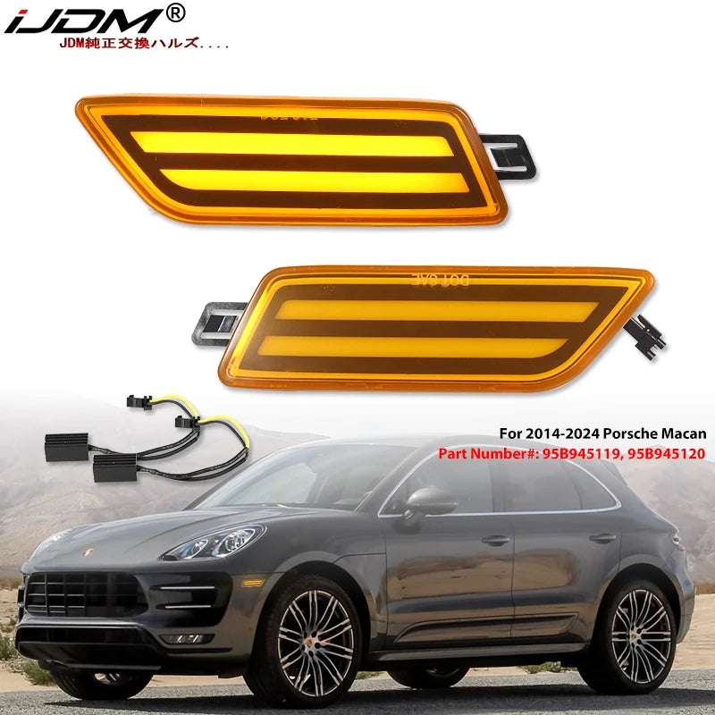 For Porsche Macan Front Bumper Side Marker Light Assembly Turn Signal Light/Daytime Running Lights 2014-2021 OEM# 95B945119 12V