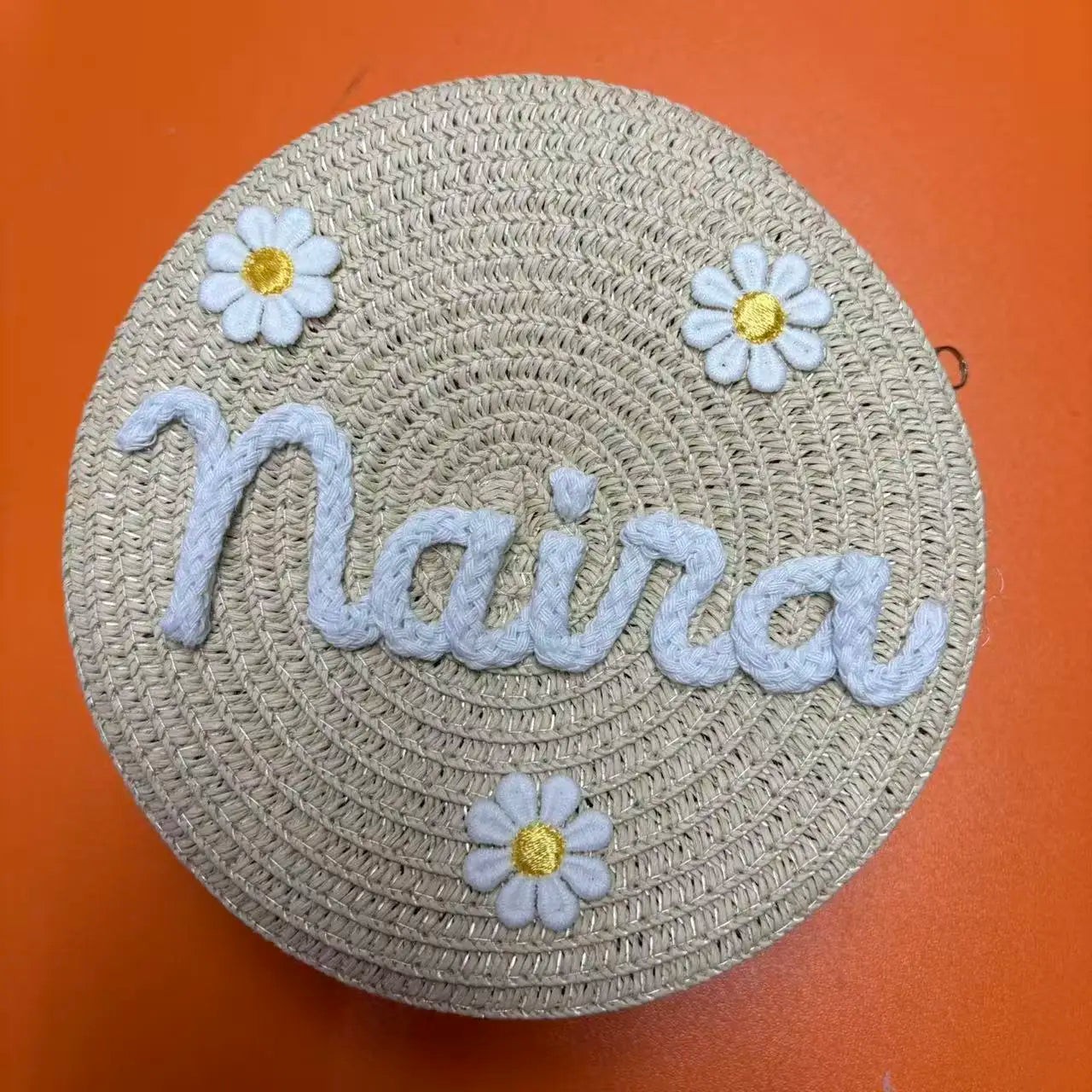 Personalized Custom Name Bag — Spring/Summer Round Straw Bag, Women's Beach Bag, Casual-Style Crossbody & Handbag