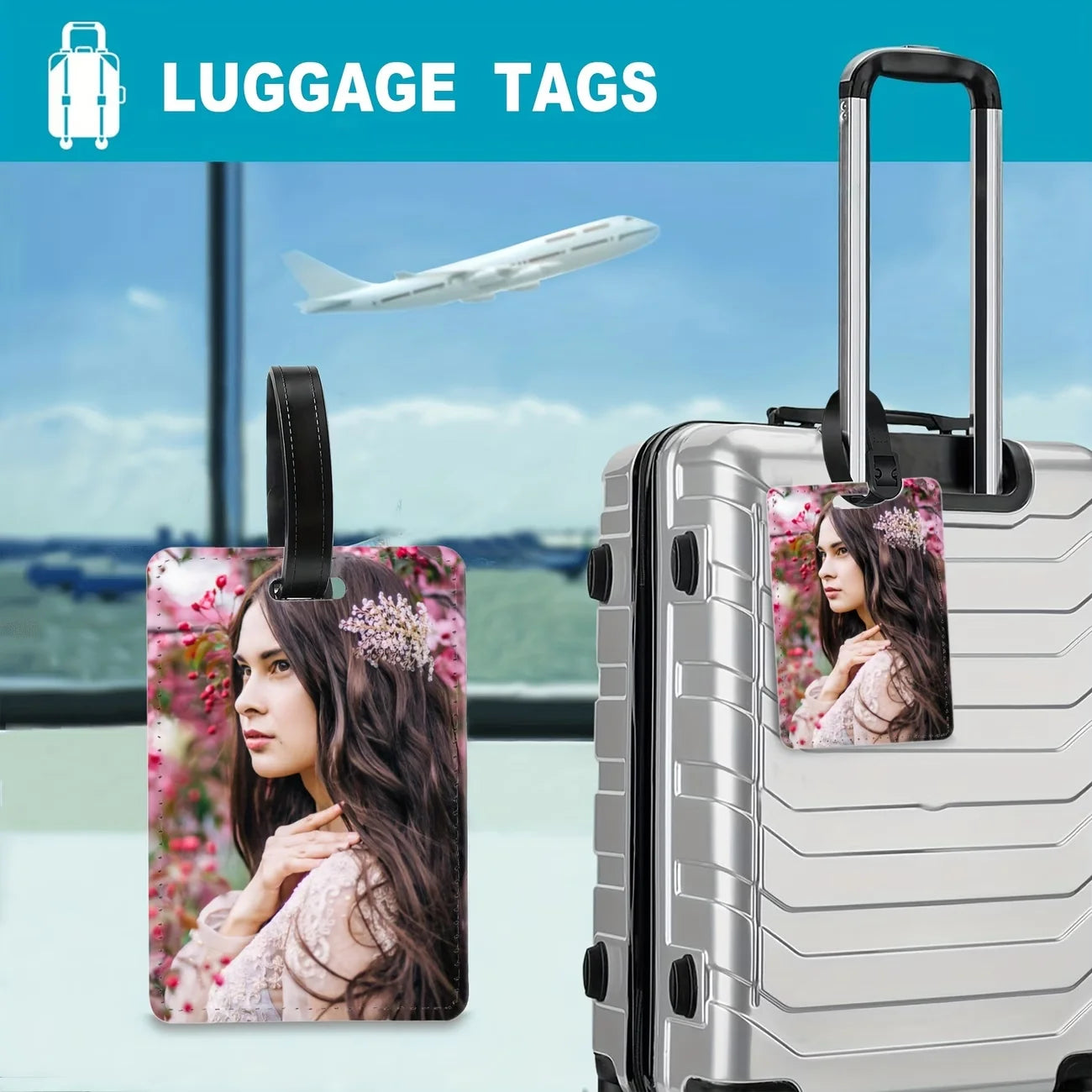 Customized Luggage Tags With Personalized Photos - Suitable for Suitcases, Backpacks and Handbags. Durable PU Travel Document