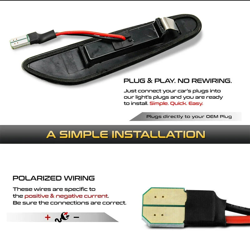 Sequential Flashing LED Turn Signal Side Marker Light For BMW E60 E61 E90 E91 E87 E81 E83 E84 E88 E92 E93 E82 E46 1 3 5 Series