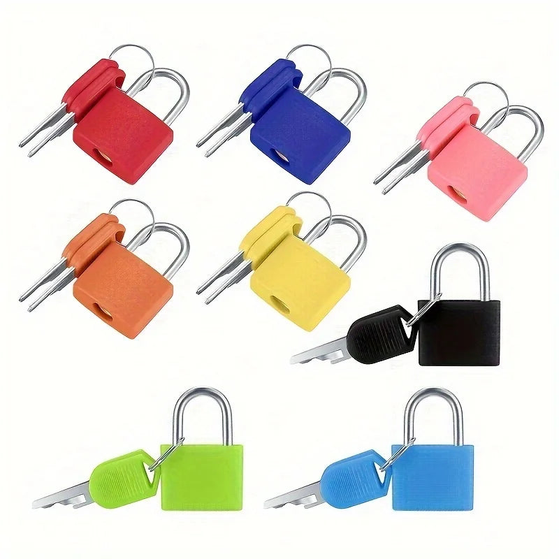 1pc/1 set luggage lock with key, mini padlock with key, colorful backpack luggage lock, travel suitcase, etc
