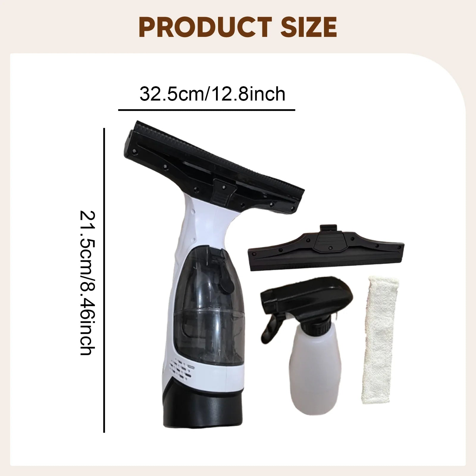 Window Vacuum Squeegee Cordless 2000Pa Electric Window Cleaner Tool with 2200mAh 150ml Water Collection Tank Window Cleaning Kit