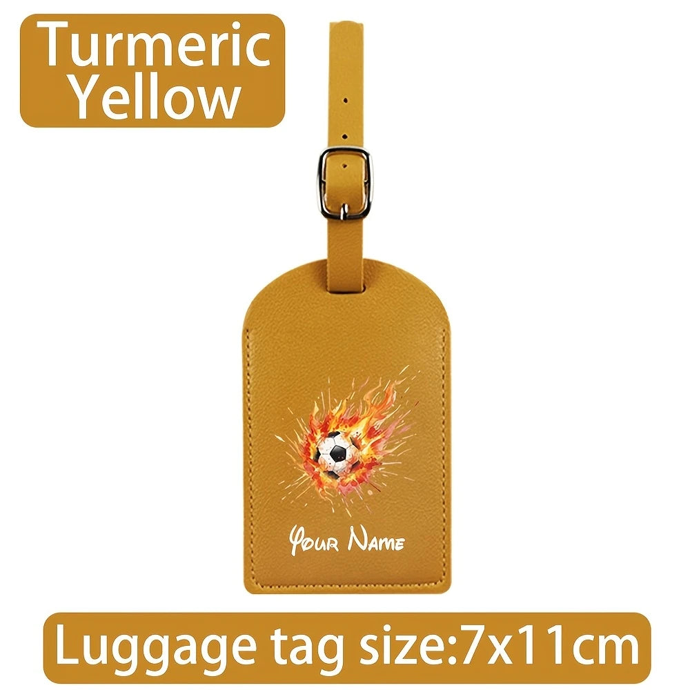 Customizable Name with Printed Football Design, Creative and Portable Travel ID Tag, Suitable for Suitcases