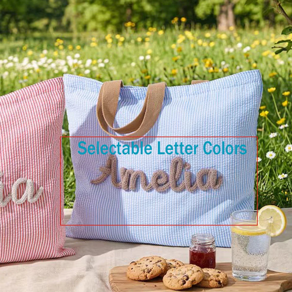 Personalized Beach Tote Bag — Lined Beach Bag with Inner Pocket — Personalized Zippered Tote — Summer Hobo Bag — Bridesmaid Gift