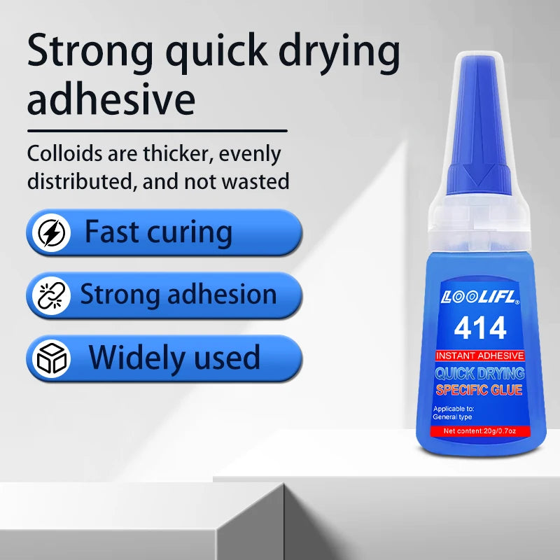 LOOLIFL 1-3pcs 414 Super Glue Instant Quick-drying Cyanoacrylate Adhesive Leather Rubber Wood Metal Strong Bond Liquid Glue Tool
