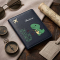 Personalized Passport Holder And Cover - Custom Name/Text, Cute Individual Dinosaur Design, Available in Pastel Or Black