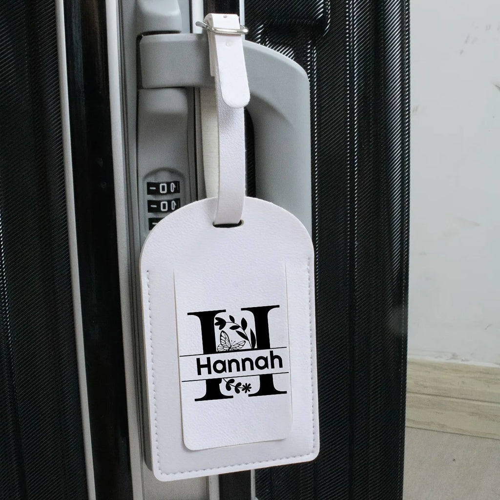 Custom Luggage Tags - with Name, Personalized Faux Leather Luggage Tags, Custom Luggage Tags, Customizable Letter Luggage Tags