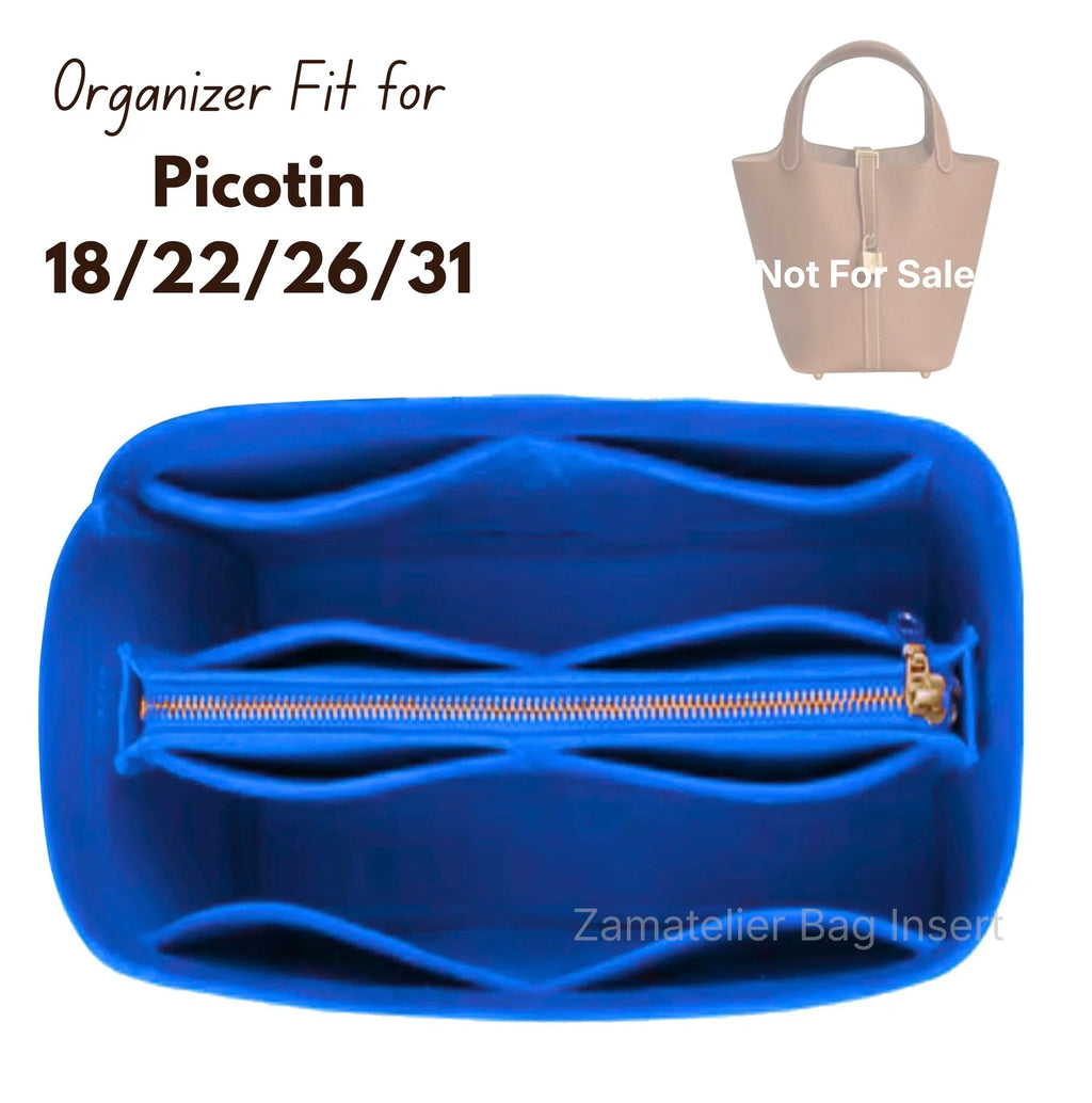 Fit for Picotin 18/22/26/31/, PM/MM/GM Bag Organizer Insert Purse Liner, Felt Purse with Zipper Middle Detachment Pouch Shaper