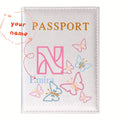 Personalized White Butterfly Letter PU Passport Cover Travel Storage, Elegant Holiday Anniversary Party Present