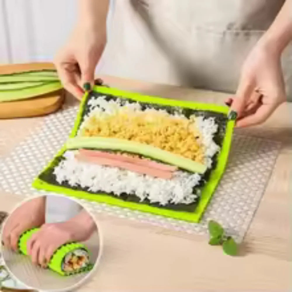 Premium Silicone Sushi Making Kit - Rolling Mat for Beginners and Kids, 8.6 X 7.8 Inch