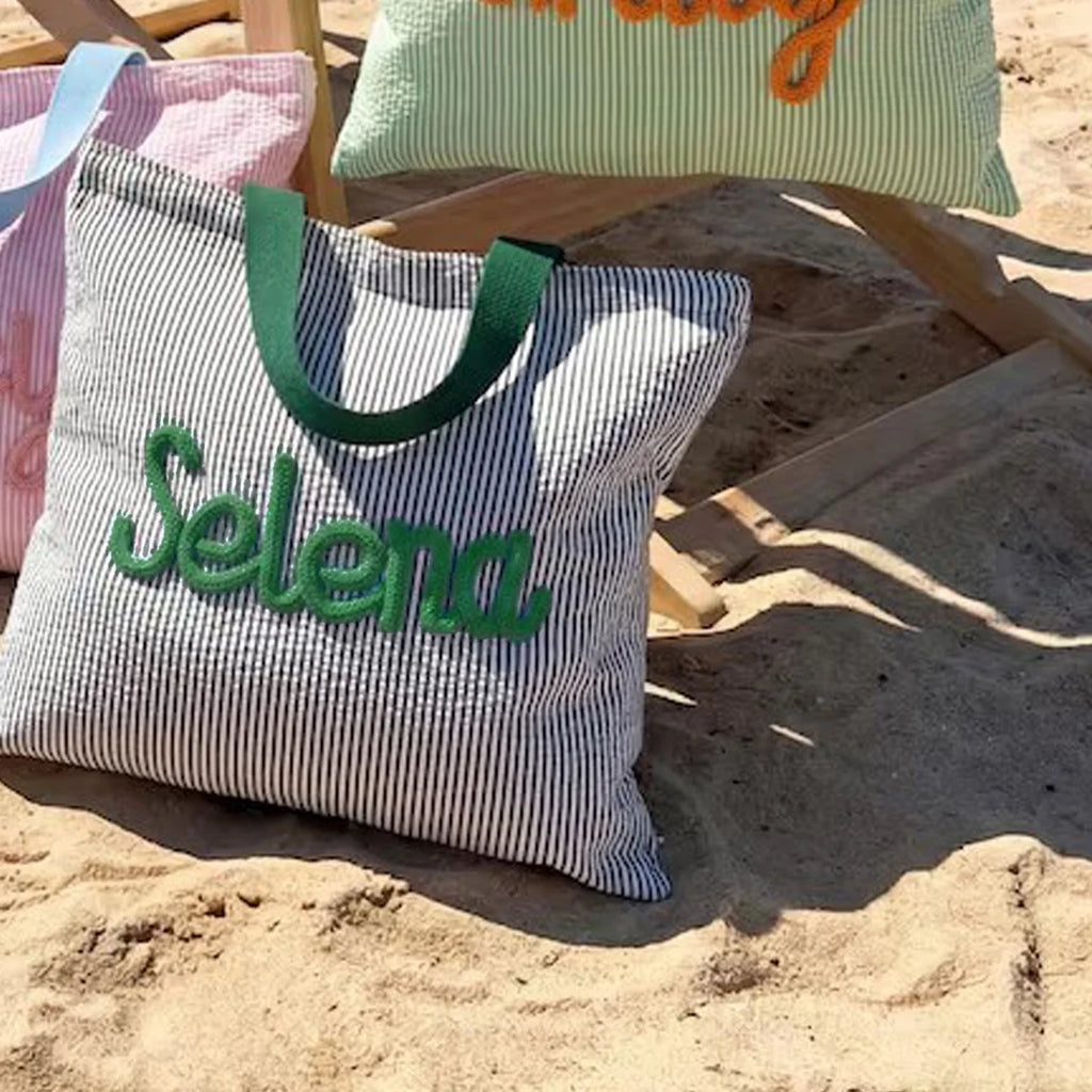Personalized Beach Tote Bag — Lined Beach Bag with Inner Pocket — Personalized Zippered Tote — Summer Hobo Bag — Bridesmaid Gift