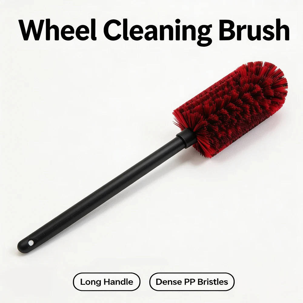 Car Alloy Wheel Cleaning Brush Long Handle PP Bristles for Rim Gap Brake Dust Remover Auto Tire Washing Care Tools