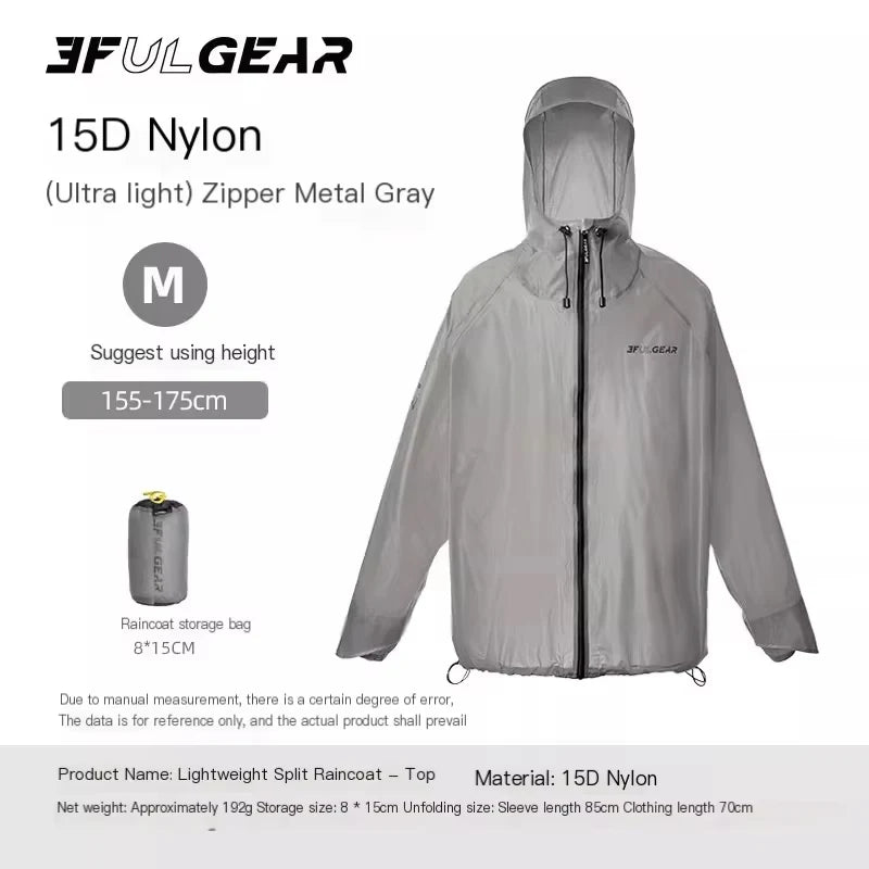 3F UL GEAR Lightweight Split-type Raincoat Rain Pants Outdoor Hiking Cycling Off-road Mountaineering Rain Gear For Men And Women