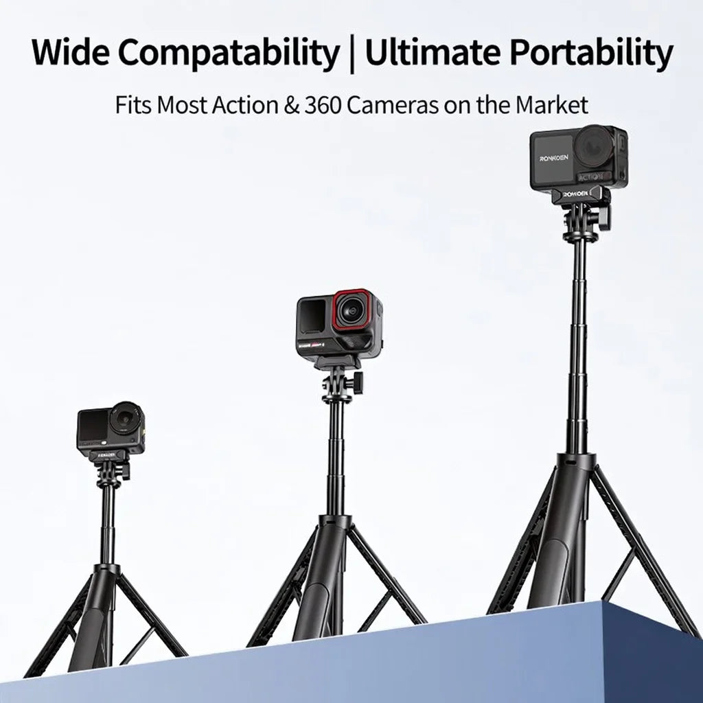 RONKOEN TZ-24 Mini 60cm Quick Release Selfie Stick Tripod Portable Adjustable for GoPro Insta360 DJI Osmo Action Camera