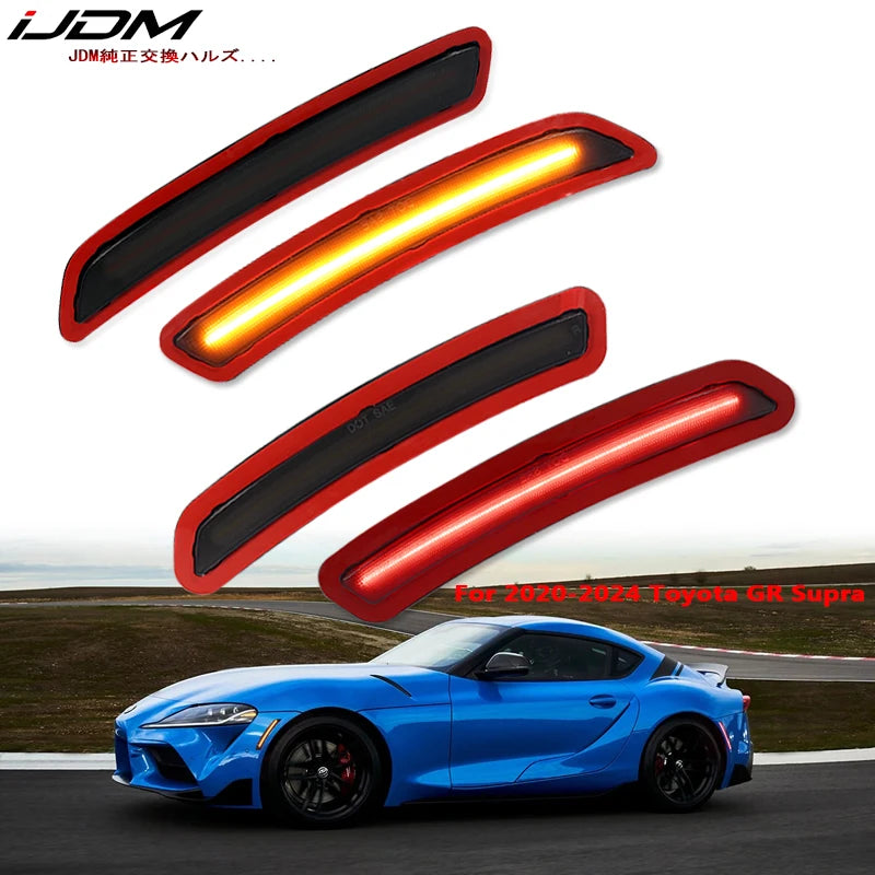 iJDM For Toyota GR Supra Front Rear Bumper LED Side Fender Marker Light Parking Light Front Amber Turn Signal Lights 2020-2024