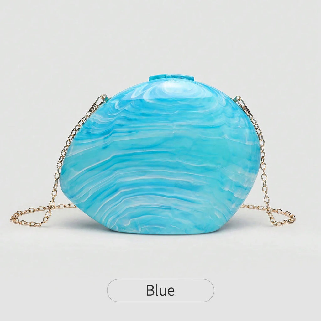 Luxury wedding party women's evening bag stylish and elegant shell striped shoulder bag high-quality acrylic clutch.