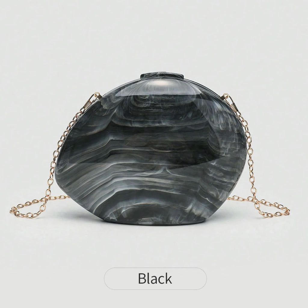 Luxury wedding party women's evening bag stylish and elegant shell striped shoulder bag high-quality acrylic clutch.