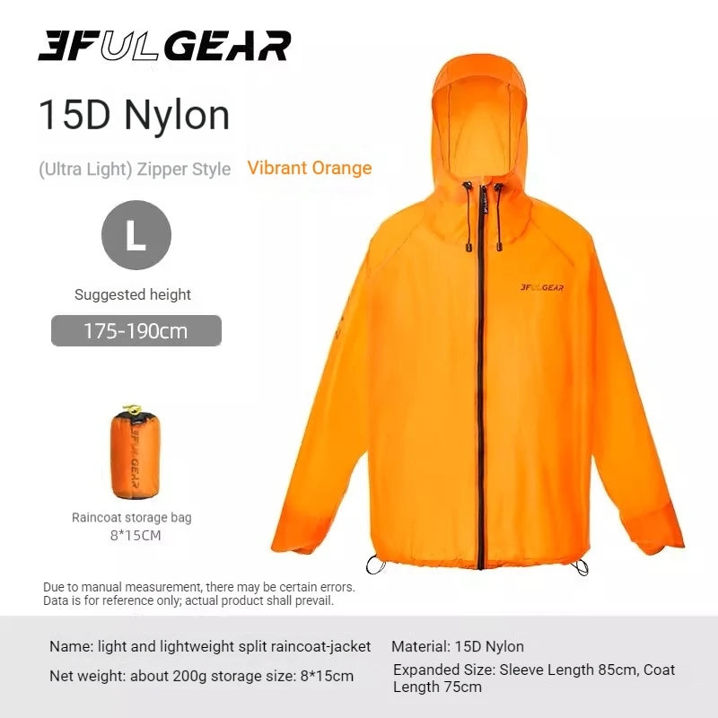 3F UL GEAR Lightweight Split-type Raincoat Rain Pants Outdoor Hiking Cycling Off-road Mountaineering Rain Gear For Men And Women