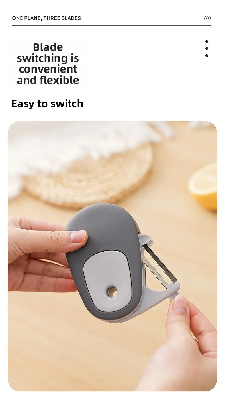 Portable 3-in-1 Fruit and Vegetable Peeler with Stainless Steel Blade Kitchen Scraper Tool