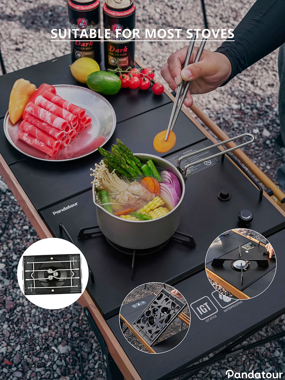 Pandatour IGT Camping Table Folding Aluminum Barbecue Picnic Outdoor Table Ultra lightweight Portable Fishing Picnic Table