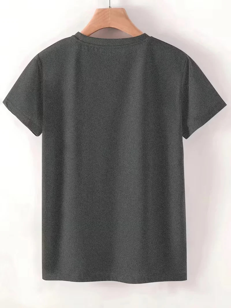 Plus Size Women's Short Sleeve T-Shirt Music Notes Heart Design Print breathable fabric summer outfits women's clothing