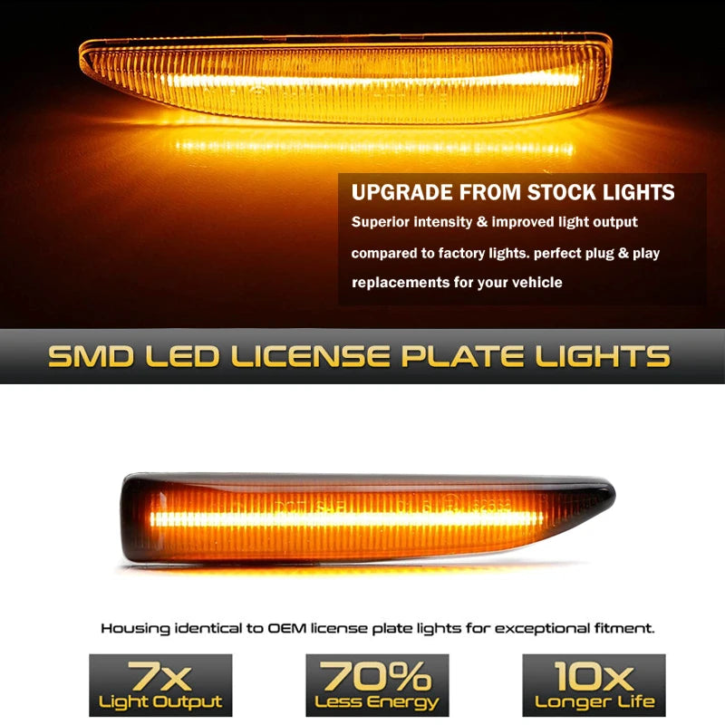 2pcs LED Side Marker Mirror Indicator Lamp Flowing Water Turn Signal Light Amber For BMW 7 Series E65 E66 E67 E68 2001-2008
