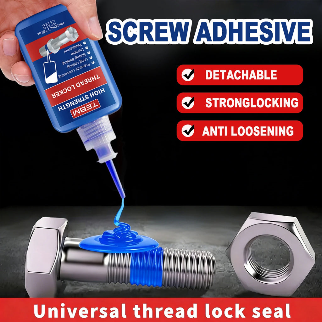 Thread Locking Agent, Medium Strength Blue Anaerobic Adhesive for Fixing Screws and Nuts, Anti-Loosening, Oil Resistant