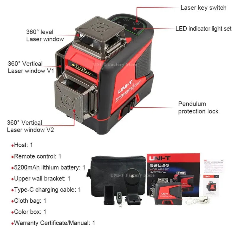 UNI-T LM573LD LM575LD LM576LD E Laser Level Tool 12 16 Lines 360 Self Leveling Professional Green Laser Level Meter