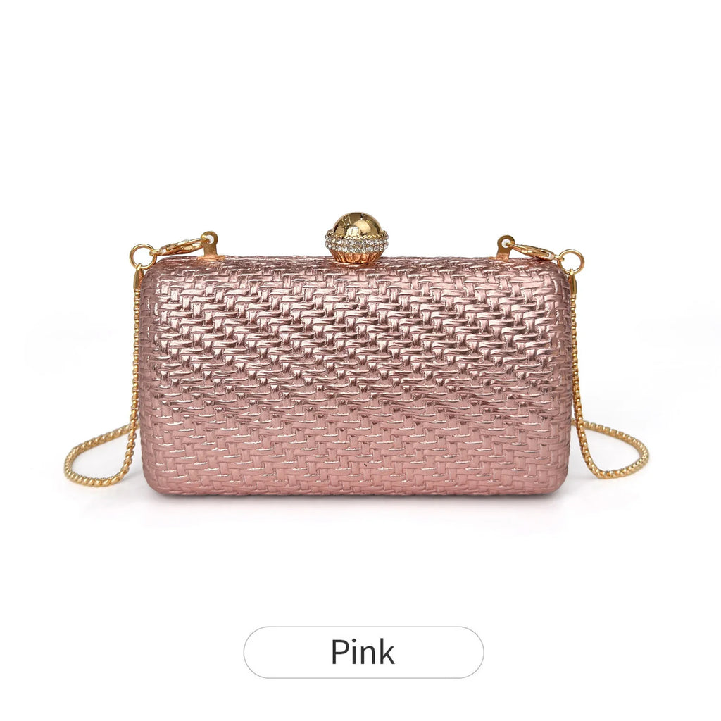 Luxury and stylish women's evening bag sparkling diamond solid color shoulder bag suitable for business banquets and weddings