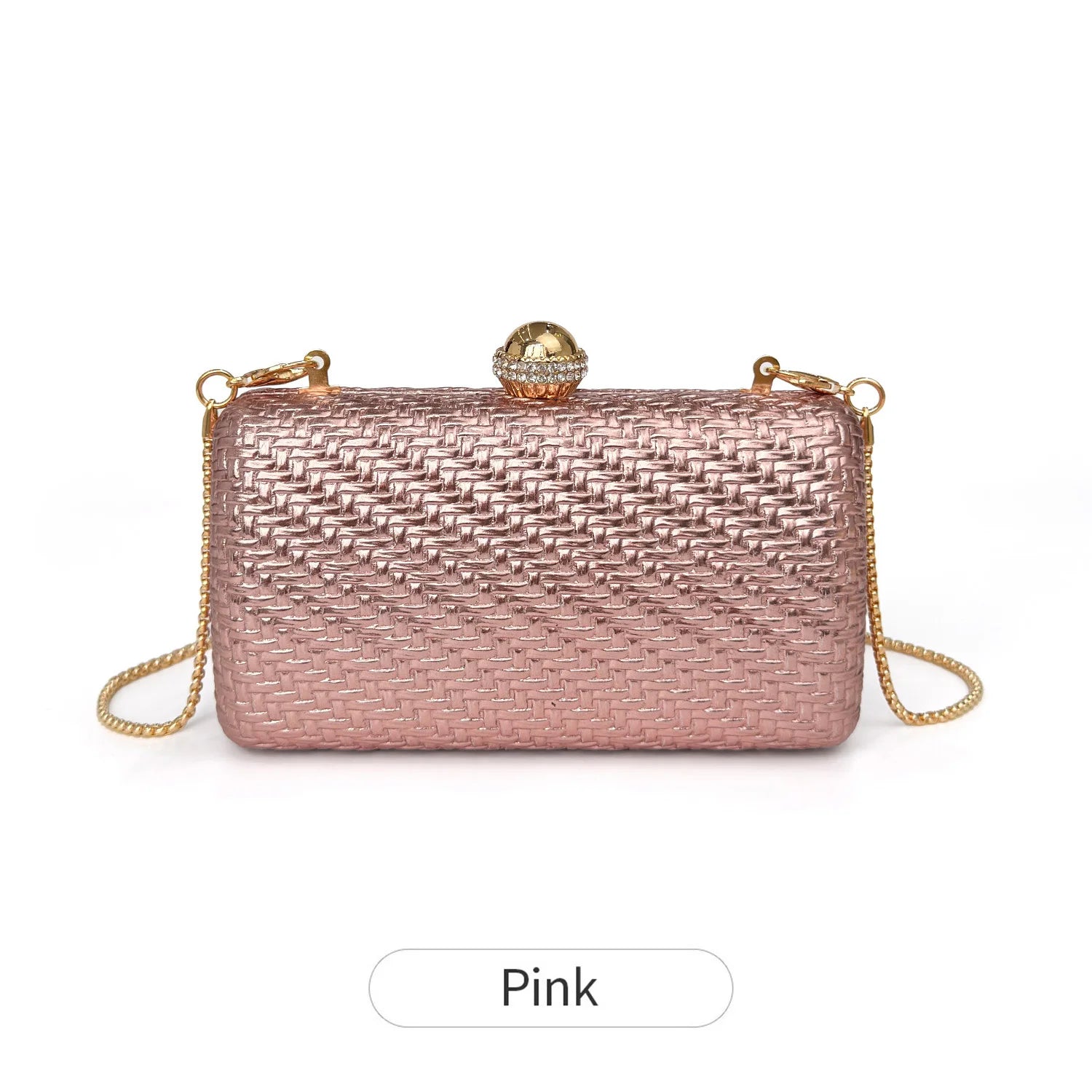 Luxury and stylish women's evening bag sparkling diamond solid color shoulder bag suitable for business banquets and weddings
