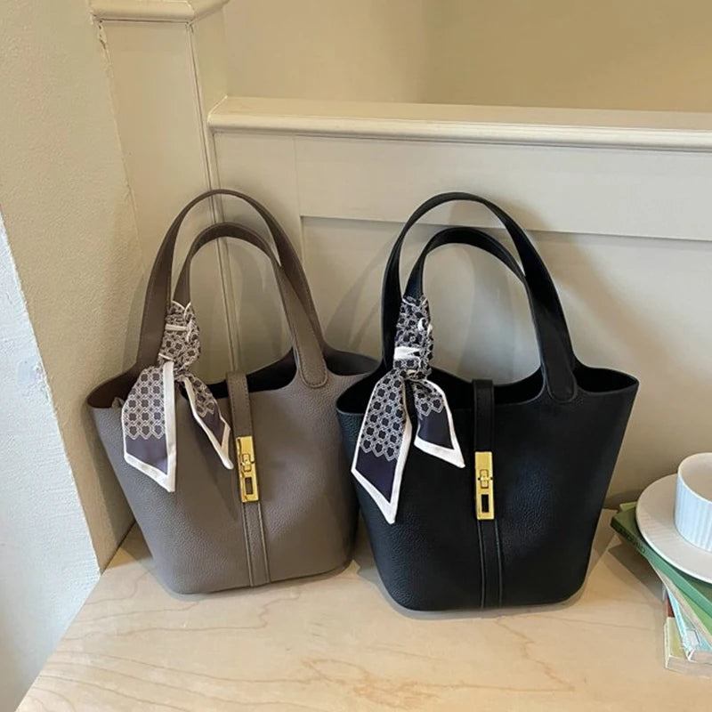Women's Genuine Leather Handbags Bucket Bag Fashion Tote Small to Big Luxury Quality Designer Lady's Hand Bags