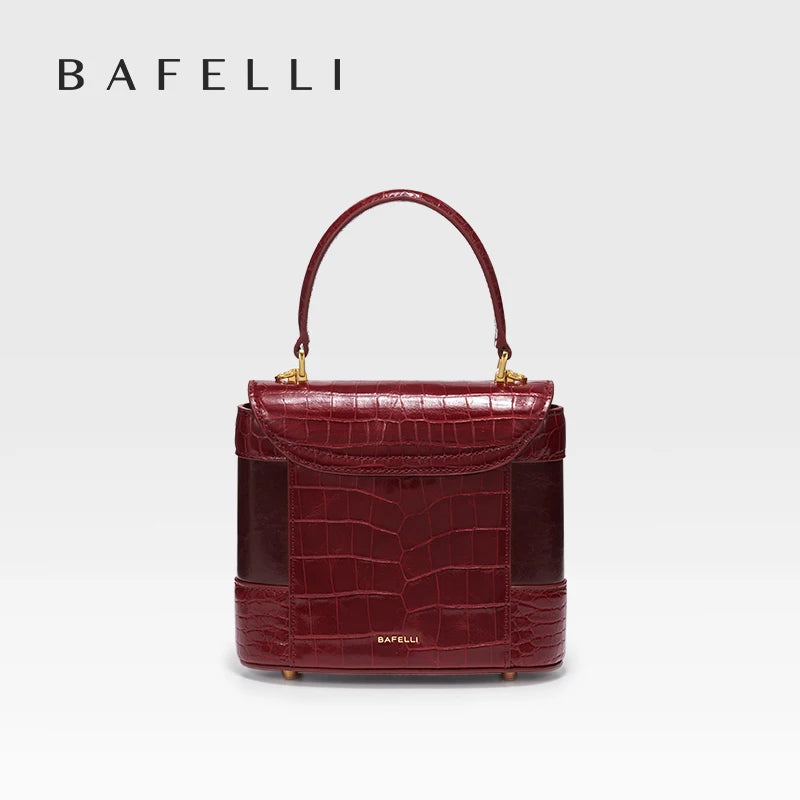 BAFELLI HANDBAG 2026 WOMEN'S NEW CROSSBODY LEATHER PURSE EVENING BAG CROCODILE GRAIN DESIGNER BUCKET CAT LUXURY BRAND FASHION