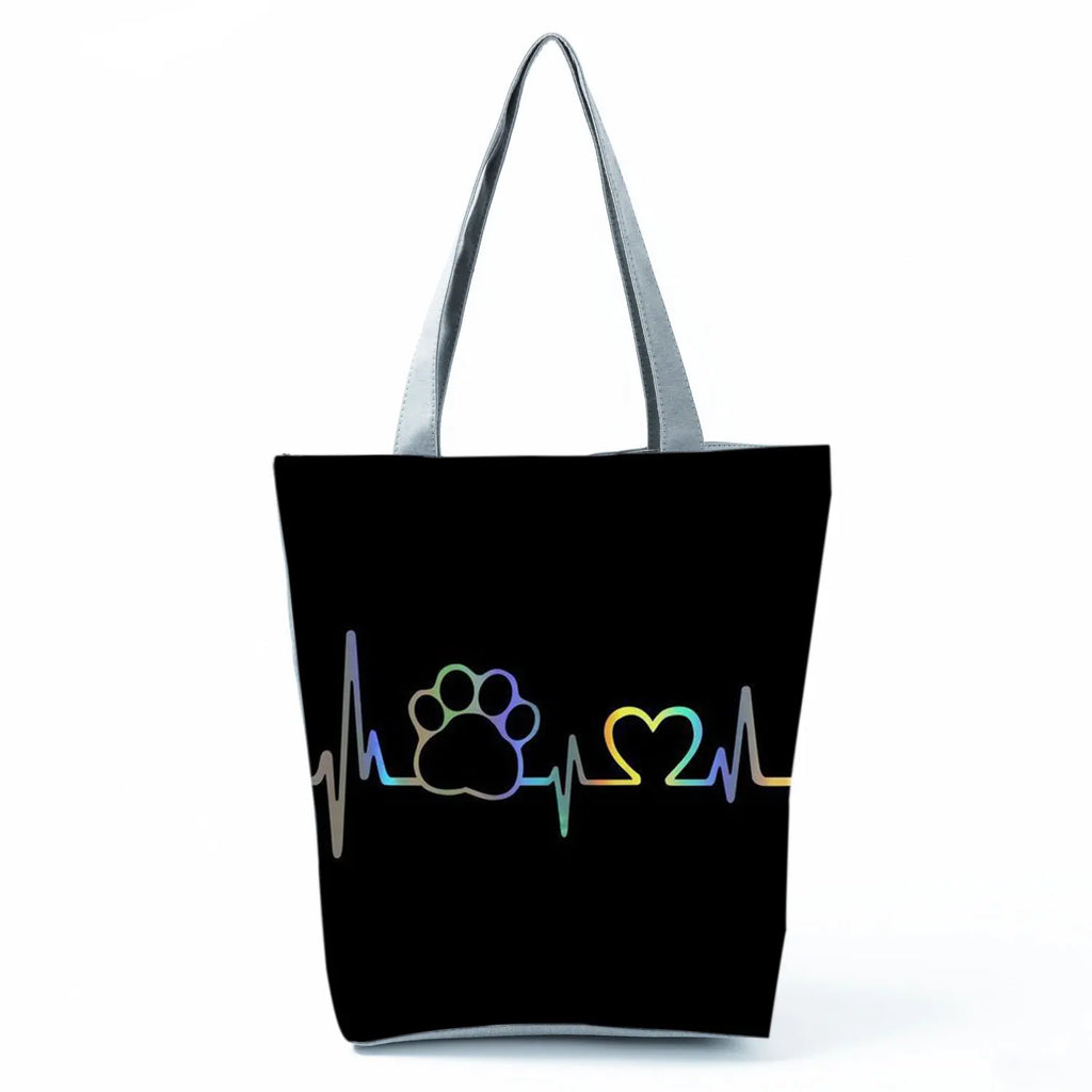 Fashion Dogs Paws Handbags Printed Love Dogs Shopping Bag Casual Women Shoulder Bag Summer Kawaii Female Tote Travel Beach Bag