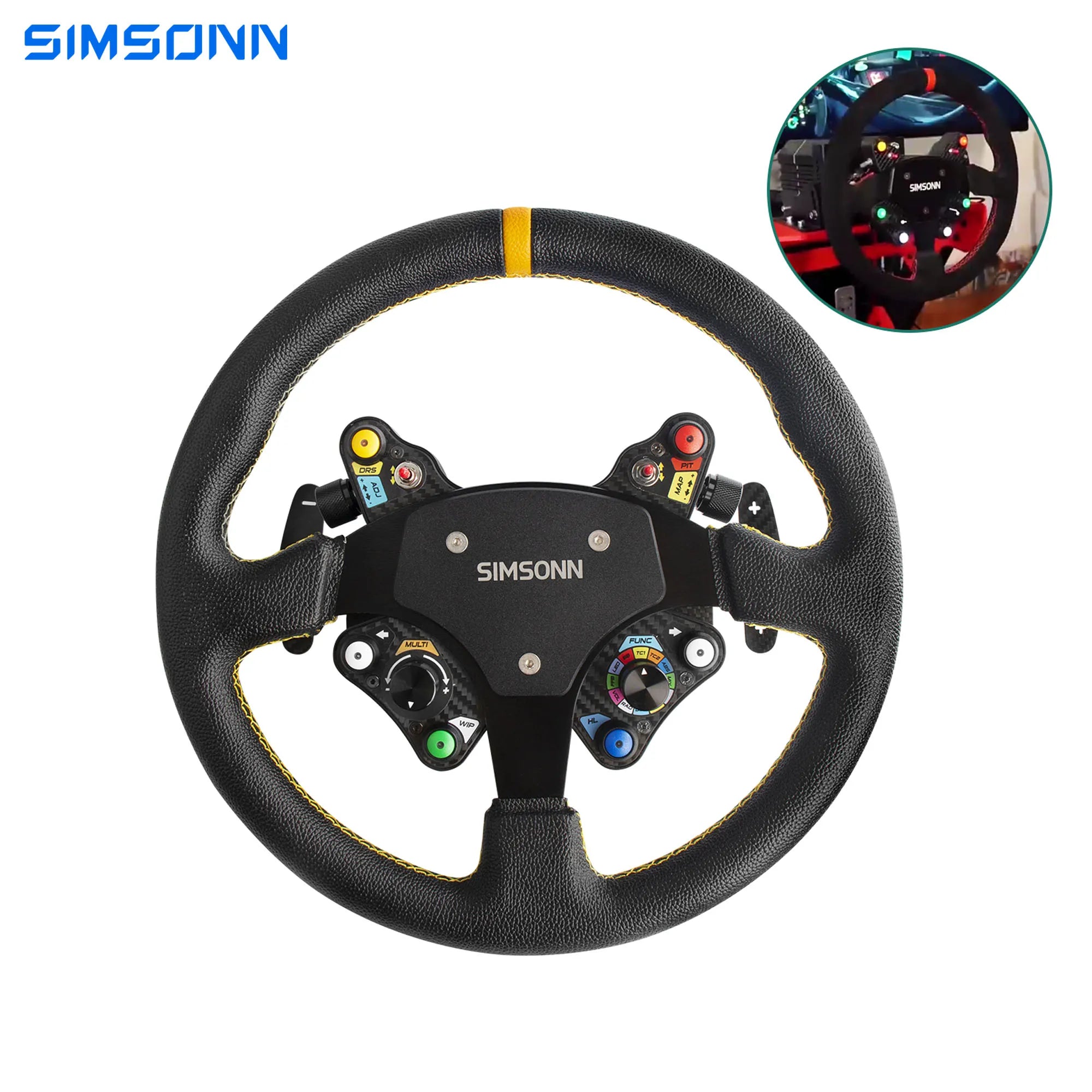 Simracing Steering Wheel Control PC Racing Wheel Led Button Joystick Gaming Paddle Shifter for Logitech G29 Thrustmaster TH8A