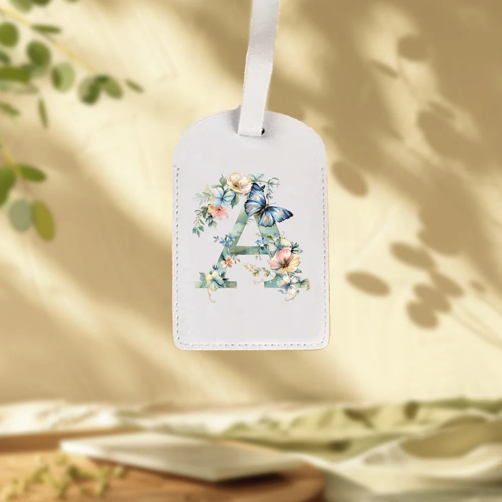 Custom White Luggage Tags Suitable for Suitcase, Clothing & Jewelry - Name/Logo/Text, 26 Floral Letter & Alphabet Tags