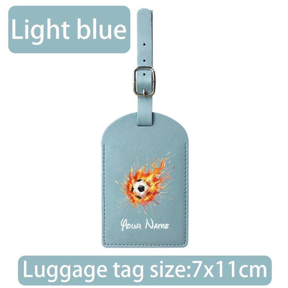 Customizable Name with Printed Football Design, Creative and Portable Travel ID Tag, Suitable for Suitcases