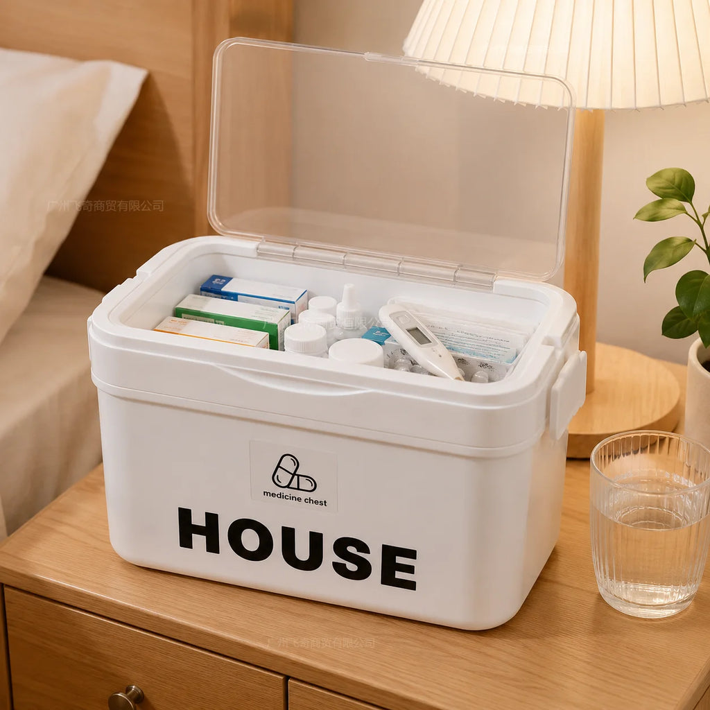YX Large-Capacity Multi-Tier Stackable Storage Box Practical Portable Home First Aid Emergency Kit with Transparent Lid and Handles Organizer for Pills Crafts Hair Accessories Cosmetics Small Items Kitchen Bathroom Office Dor