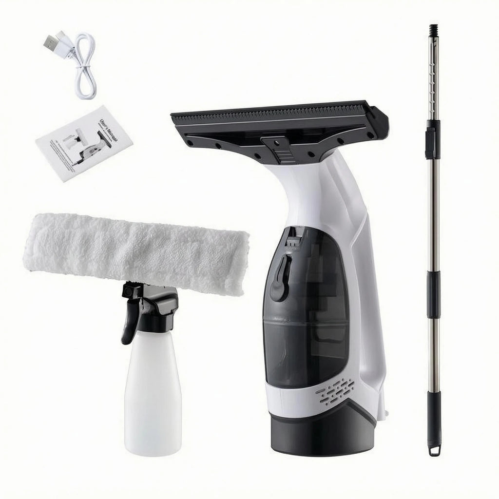 Window Vacuum Squeegee Cordless 2000Pa Electric Window Cleaner Tool with 2200mAh 150ml Water Collection Tank Window Cleaning Kit