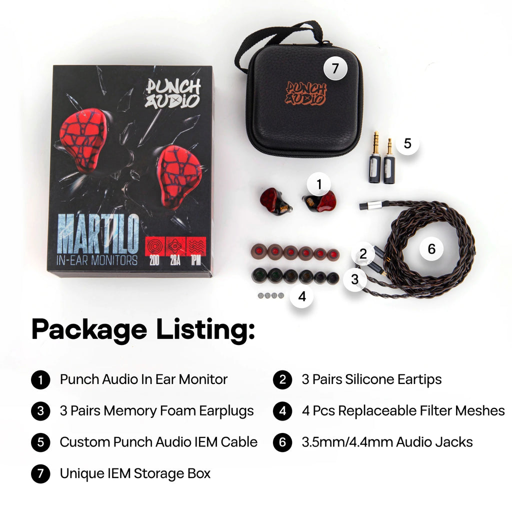 Linsoul Punch Audio Martilo IEM 1 Planar + 2 BA + 2 DD Hifi Earphone with Immersive Bass and Custom Interchangeable Cable