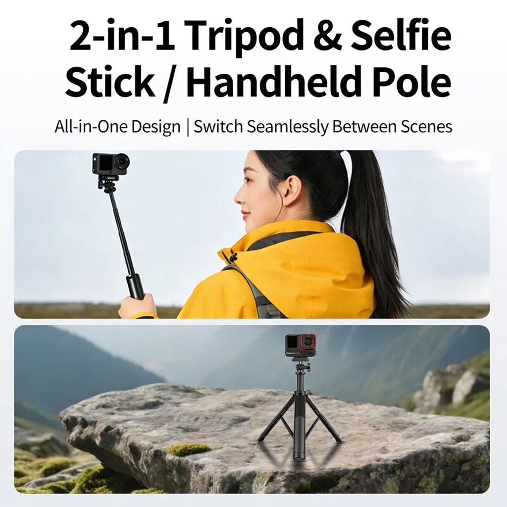 RONKOEN TZ-24 Mini 60cm Quick Release Selfie Stick Tripod Portable Adjustable for GoPro Insta360 DJI Osmo Action Camera