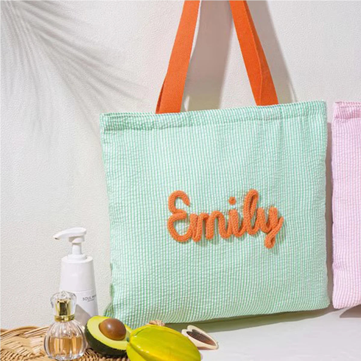 Personalized Beach Tote Bag — Lined Beach Bag with Inner Pocket — Personalized Zippered Tote — Summer Hobo Bag — Bridesmaid Gift