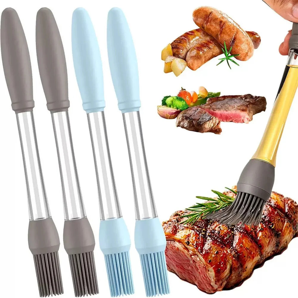 4-Piece Multifunctional Silicone Baking Tool Set with Round-Headed Barbecue Oil Brush and Kitchen Cooking Brush